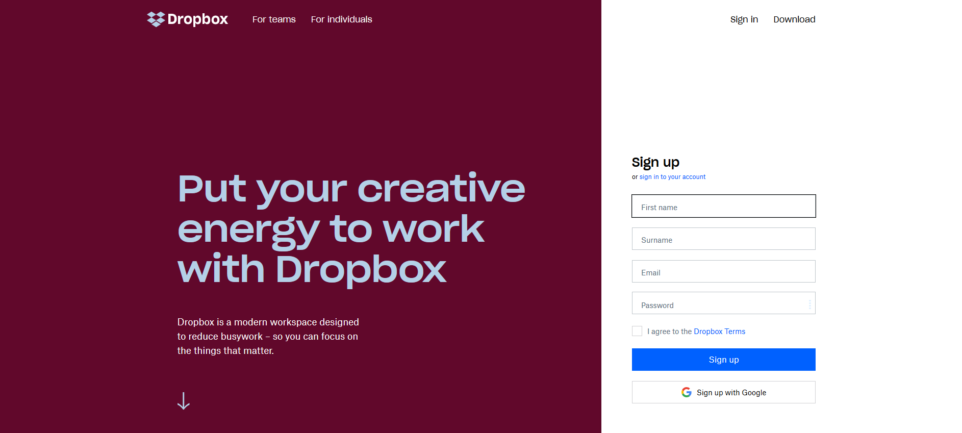 Dropbox UX design 