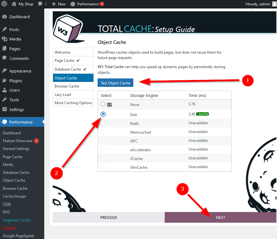 W3 Total Cache test object cache